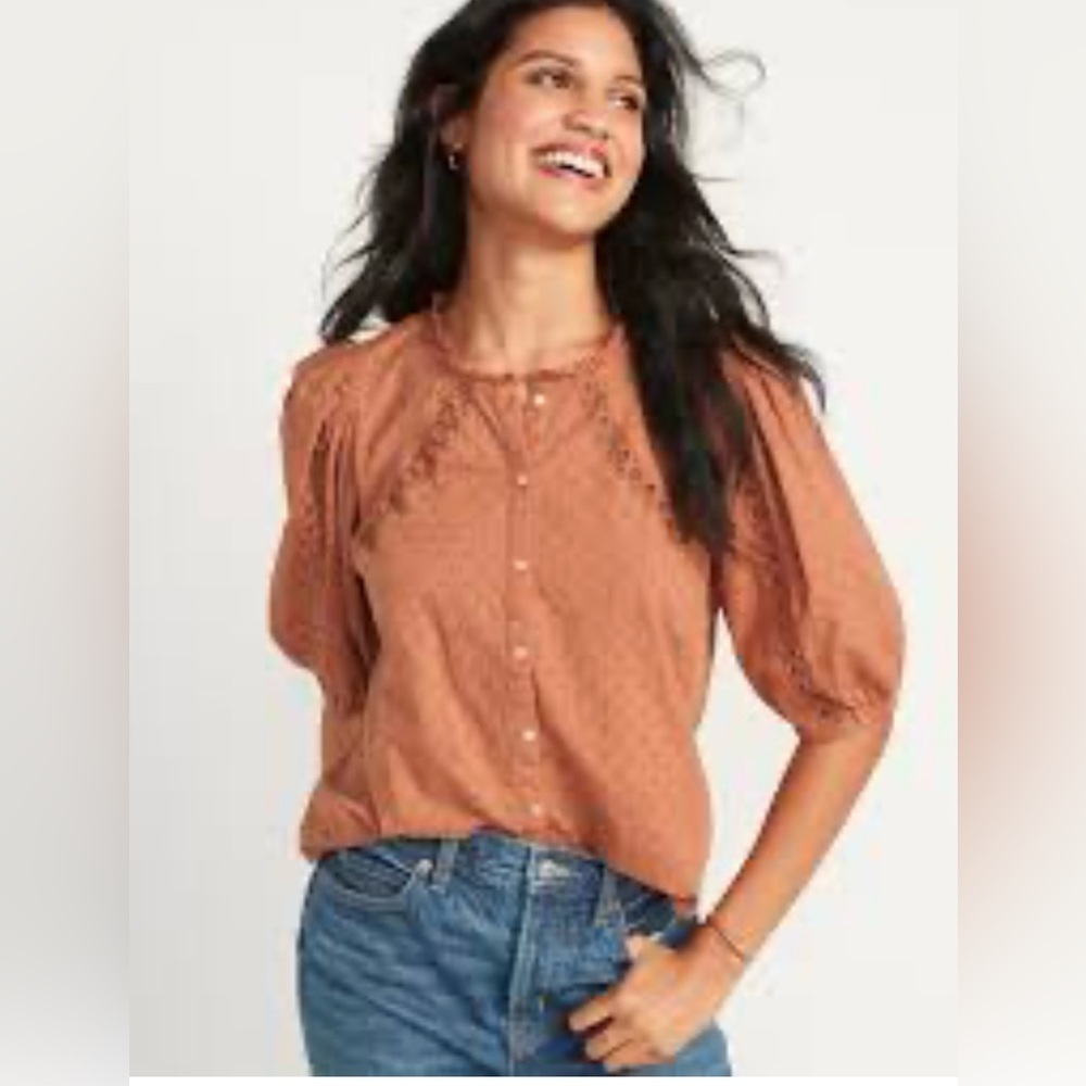 Old Navy Women's Button-Up Blouse - Terracotta